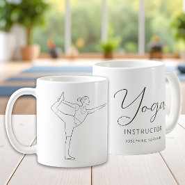 Caneca De Café Yoga Instrutor Dancer Pose Preta Simples Arte de L