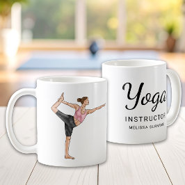 Caneca De Café Yoga Instrutor Dançer Pose Professor Nome Pessoal