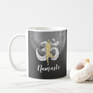 Caneca De Café Yoga Instrutor Watercolor Meditation Pose Sinal OM