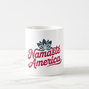 Caneca De Café Yoga Patriótico da América do Namaste