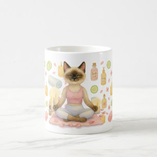 Caneca De Café Yoga Pose para os amantes de gatos siameses
