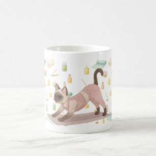 Caneca De Café Yoga Pose para os amantes de gatos siameses