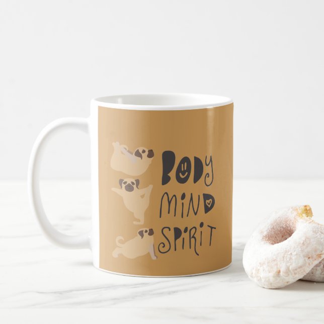 Caneca De Café Yoga Pugs (Com Donut)