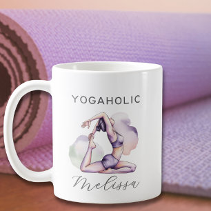 Caneca De Café Yoga Purple Abstrato Moderna