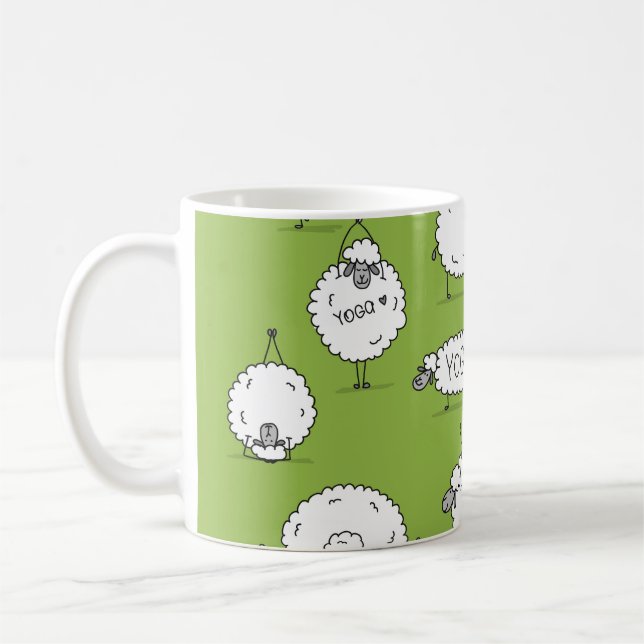Caneca De Café Yoga Sheep: Brincadeira Com O Esboço. (Esquerda)