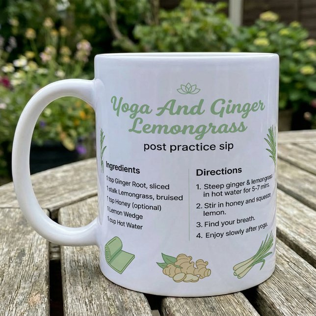 Caneca De Café Yoga Tea Recipe Ginger Lemongrass (Criador carregado)