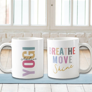 Caneca De Café Yogi De Cor Boho Pastel Com Citação De Motivação D