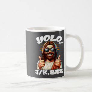 Caneca De Café Yolo Jk Brb Jesus Cristãos Dia de Páscoa Engraçado