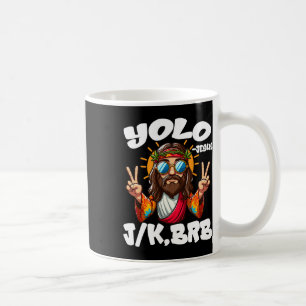 Caneca De Café Yolo Jk Brb Jesus Cristãos Dia De Páscoa Engraçado