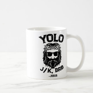 Caneca De Café Yolo Jk Brb Jesus Engraçado Dia de Páscoa Ressurre