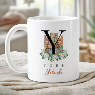 Caneca De Café York Inglaterra Monograma Letra Y Presente Persona