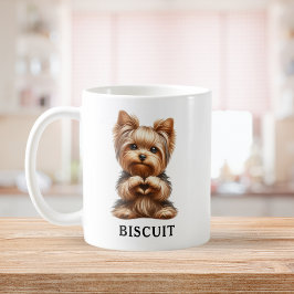 Caneca De Café Yorkie de Estimação Fofo Criando um Coração com as