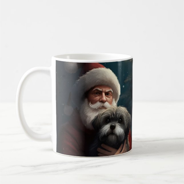 Caneca De Café Yorkipoo com Papai Noel Natal Festivo (Esquerda)