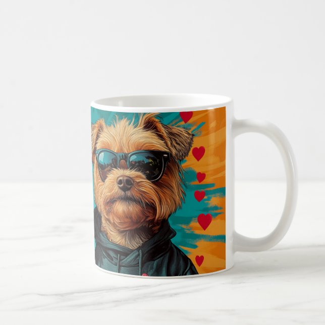 Caneca De Café Yorkipoo com Rosas do Coração Dia dos Namorados (Direita)