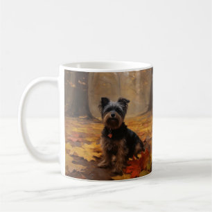 Caneca De Café Yorkipoo no Outono Folhas Caem Inspiram