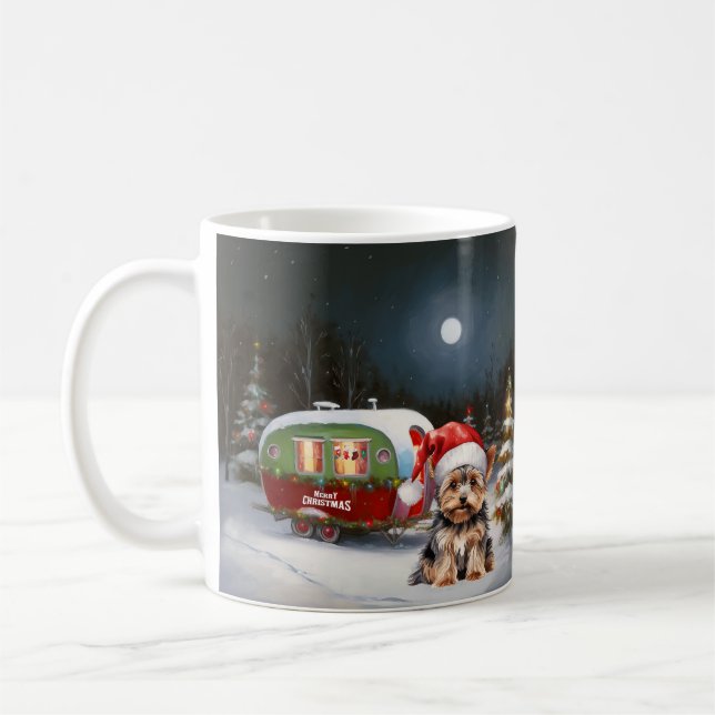 Caneca De Café Yorkshire Terrier Caravan Aventura de Natal (Esquerda)