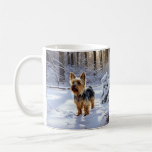 Caneca De Café Yorkshire Terrier Deixe Nevar Natal