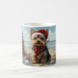 Caneca De Café Yorkshire Terrier Dog Christmas Vintage Beach