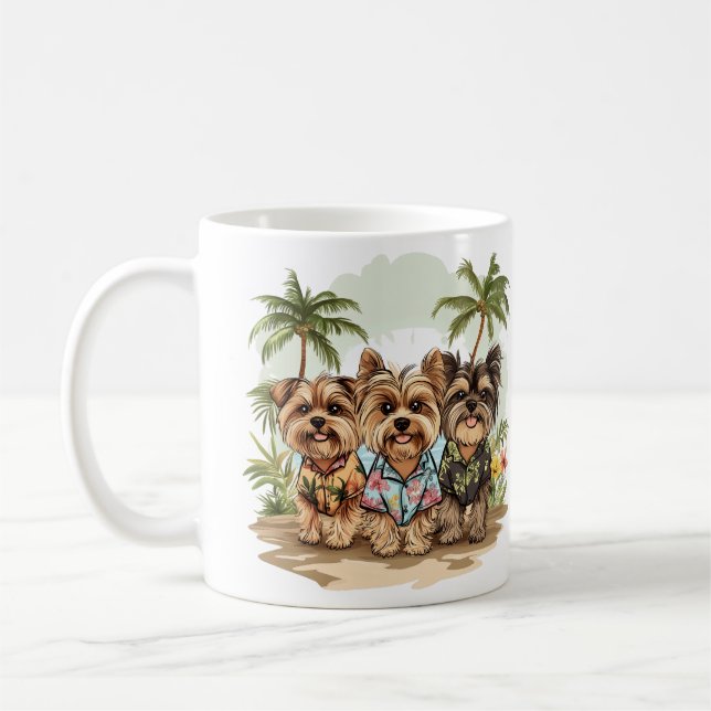 Caneca De Café Yorkshire Terrier Dogs Hawaiian Shirts (Esquerda)