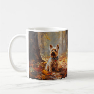 Caneca De Café Yorkshire Terrier em Autumn Leaves Cai Inspire