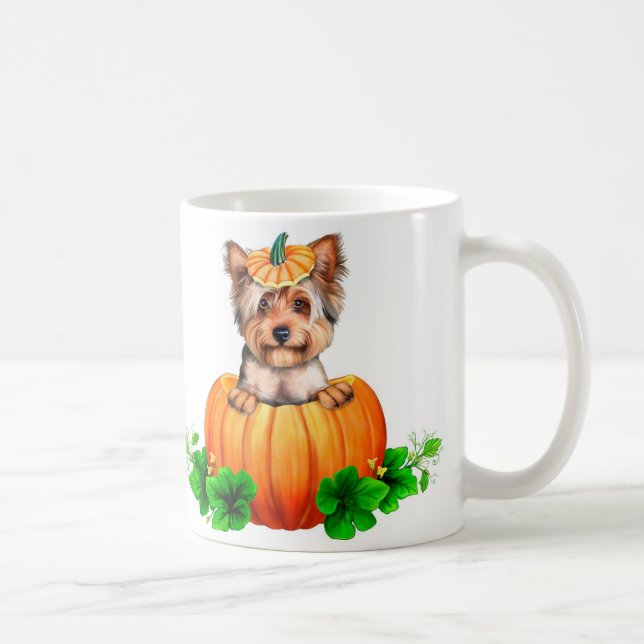 Caneca De Café Yorkshire Terrier Halloween Jack-O-Lantern (Direita)