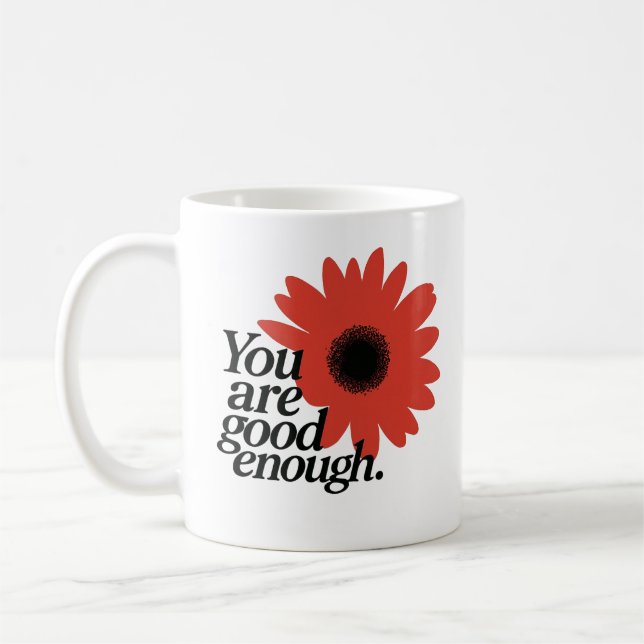 Caneca De Café "You Are Good Enough" Red Daisy Mug (Esquerda)