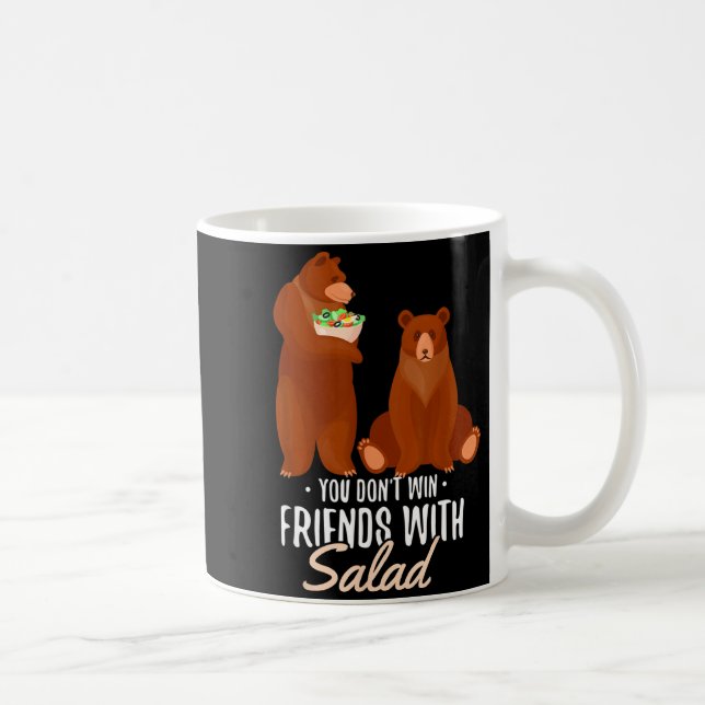 Caneca De Café You Dont Win Friends With Salad Funny Vegan Bear S (Direita)