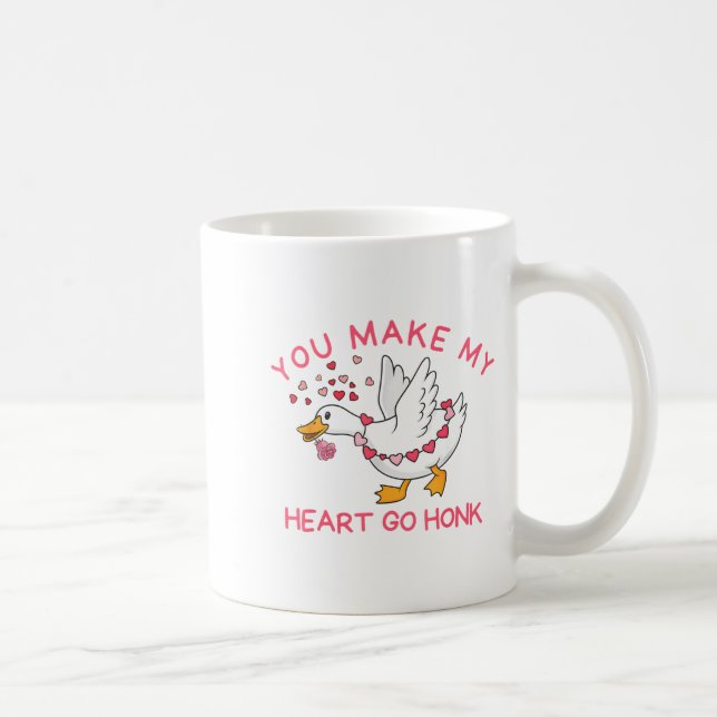 Caneca De Café You Make My Heart Go Honk Funny Valentine Silly Go (Direita)