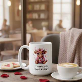 Caneca De Café You Make My Heart Go Moo Funny Valentines Day