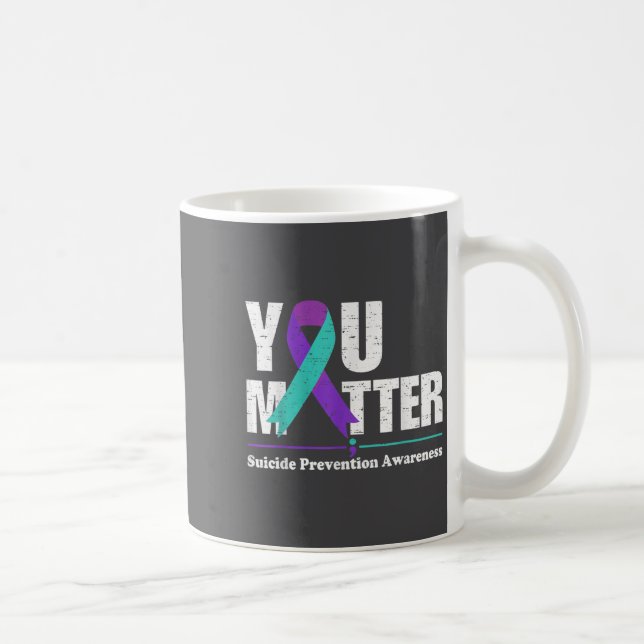 Caneca De Café You Suicide Prevention Awareness Teal Purple Ribbo (Direita)
