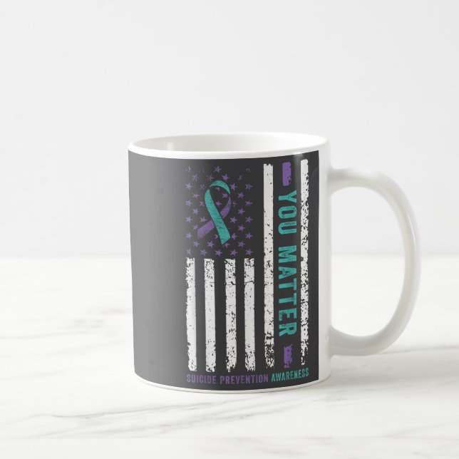 Caneca De Café You Teal &amp; Purple Ribbon Suicide Prevention Aw (Direita)
