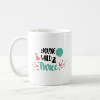 Caneca De Café Young, Wild & Three – Cute 3rd Birthday Design