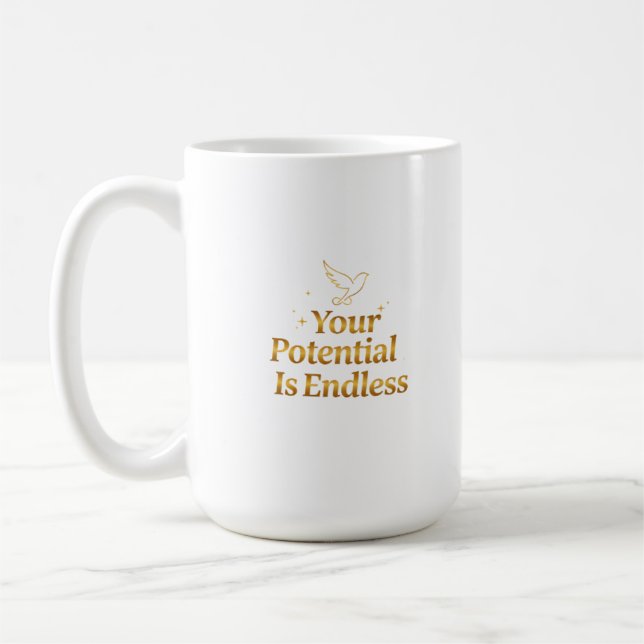 Caneca De Café Your Potential Is Endless Dove Gold Motivation (Esquerda)
