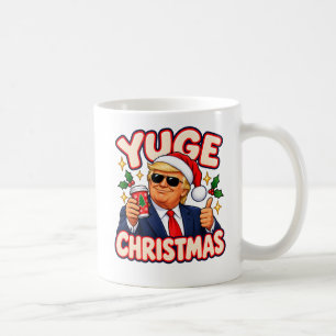 Caneca de café YUGE Christmas Santa Shades de dois