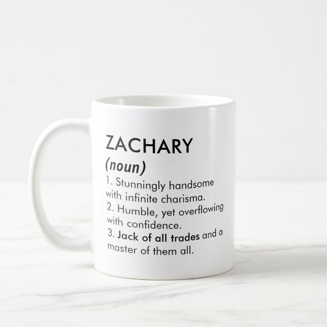 Caneca De Café Zachary name, Editable name, Custom name (Esquerda)