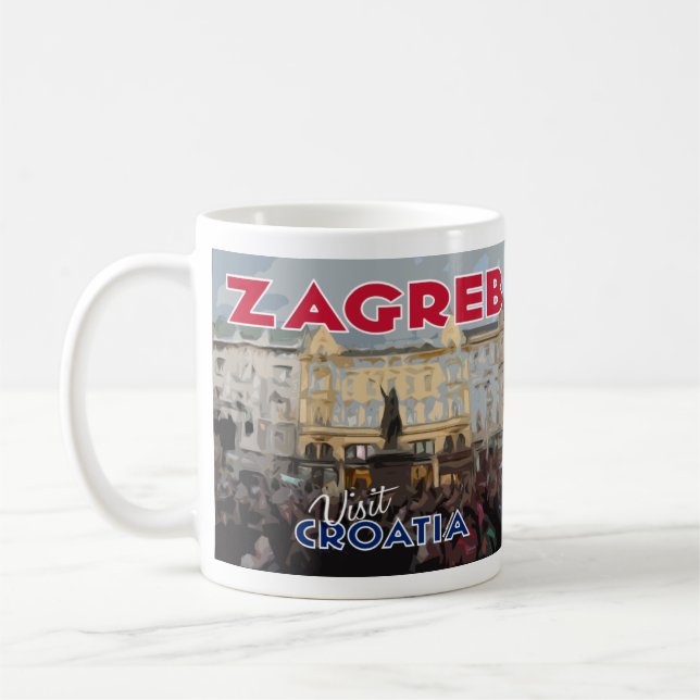 Caneca De Café Zagreb, Visite a Croácia Eu Amo Coffee Mug (Esquerda)