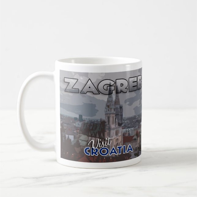 Caneca De Café Zagreb, Visite Croácia I Love (Esquerda)