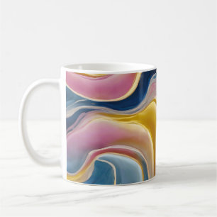 Caneca De Café “Zahara”. Redemoinhos de azuis, rosa e areia