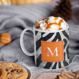 Caneca De Café Zebra Artística Stripe Laranja e Na moda Rosa Quen