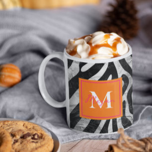 Caneca De Café Zebra Artística Stripe Laranja e Na moda Rosa Quen