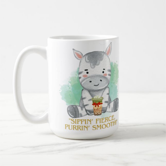 Caneca De Café zebra aspas bebendo bobba (Esquerda)