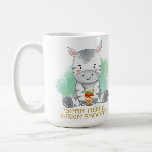 Caneca De Café zebra aspas bebendo bobba (Esquerda)