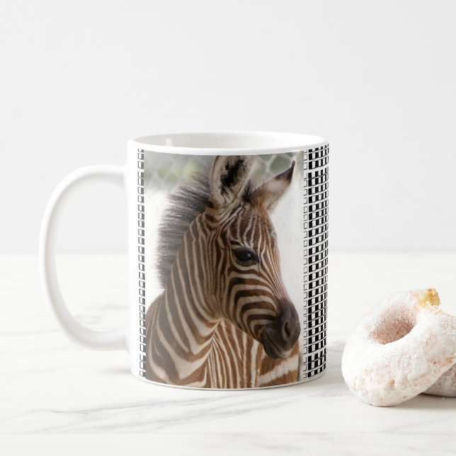 Caneca De Café Zebra Black & White Checkered Mug (Com Donut)
