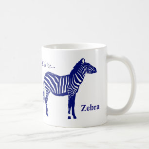 Caneca De Café Zebra - Cobalto Azul e Branco