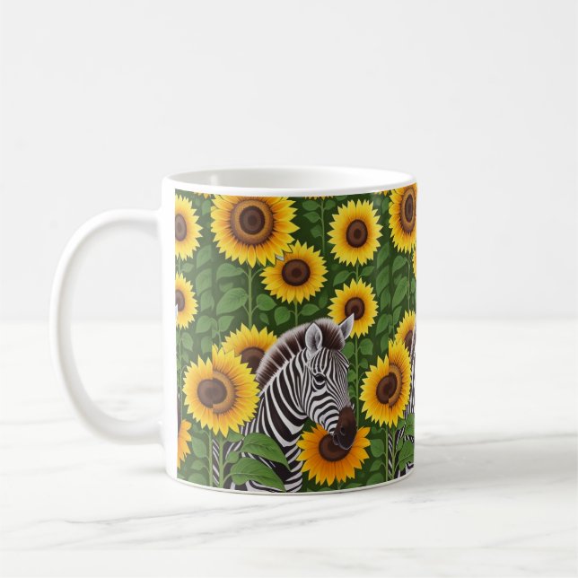 Caneca De Café Zebra E Girassóis (Esquerda)