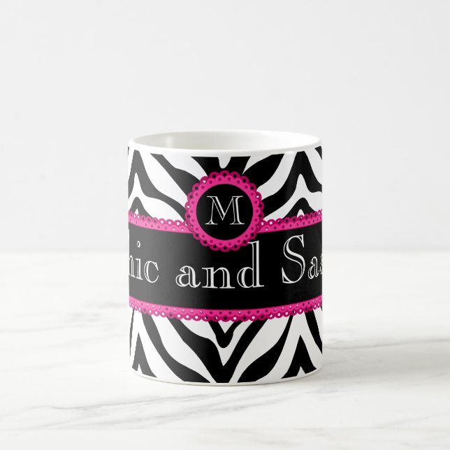 Caneca De Café Zebra e Renda Chique e Sassy Monograma (Centro)
