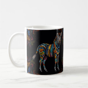 Caneca De Café Zebra Mosaico - Vidro Manchado
