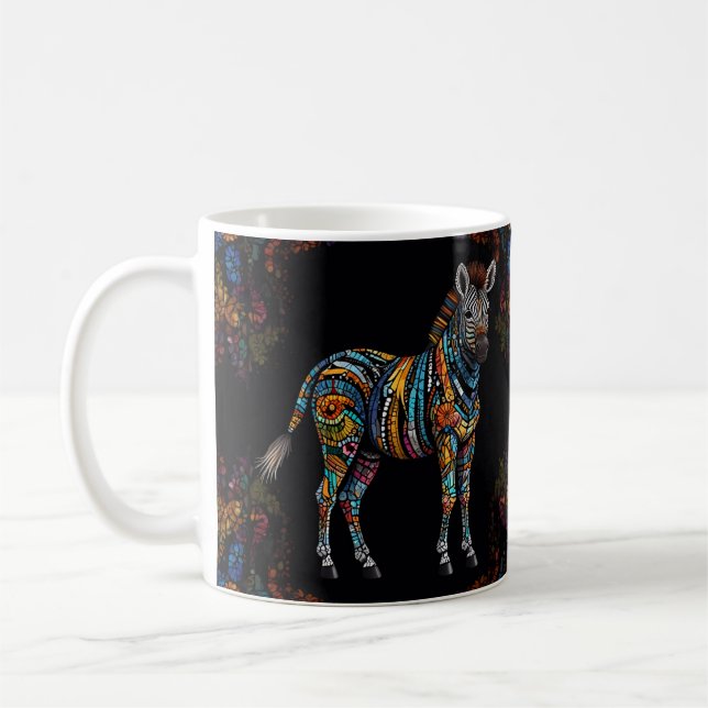 Caneca De Café Zebra Mosaico - Vidro Manchado (Esquerda)