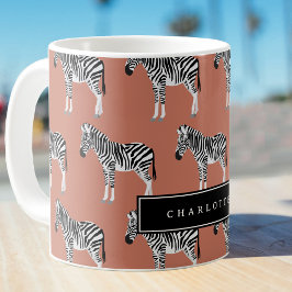 Caneca De Café Zebra - Padrão Animal Exótico Terracotta Orange