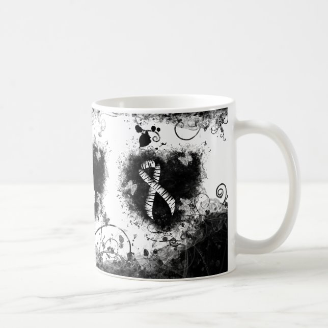 Caneca De Café Zebra Print Ribbon Grunge Heart (Direita)